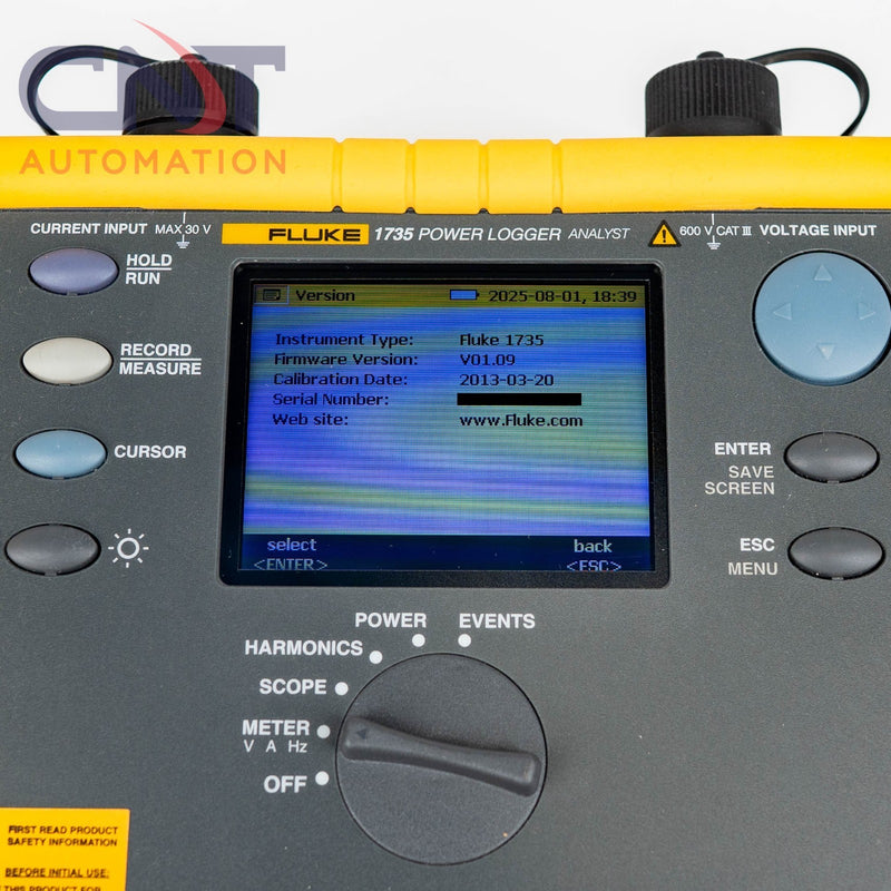 Fluke 1735 Three-Phase Power Quality Data Logger And Energy Analyzer