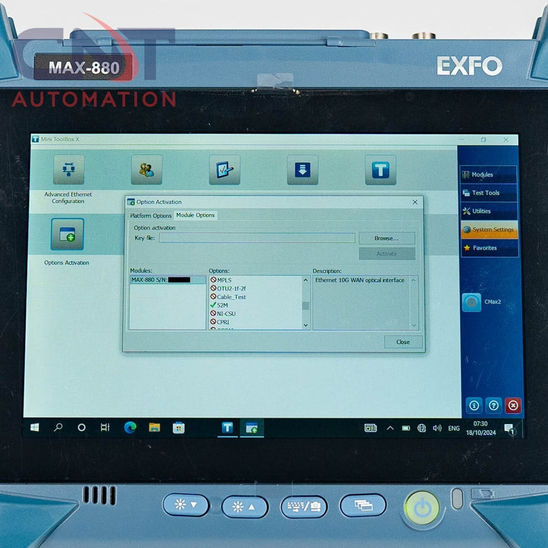 EXFO MAX-880 MAX-V2-S1-64G PDH SDH Sonet 52M GigE Ethernet And Transport Tester