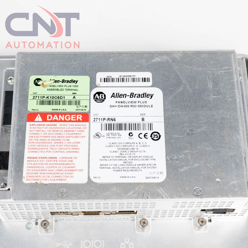 Allen Bradley PanelView Plus 1000 HMI 2711P-K10C6D1  2711P-RN6 DH+/DH485/RIO AB