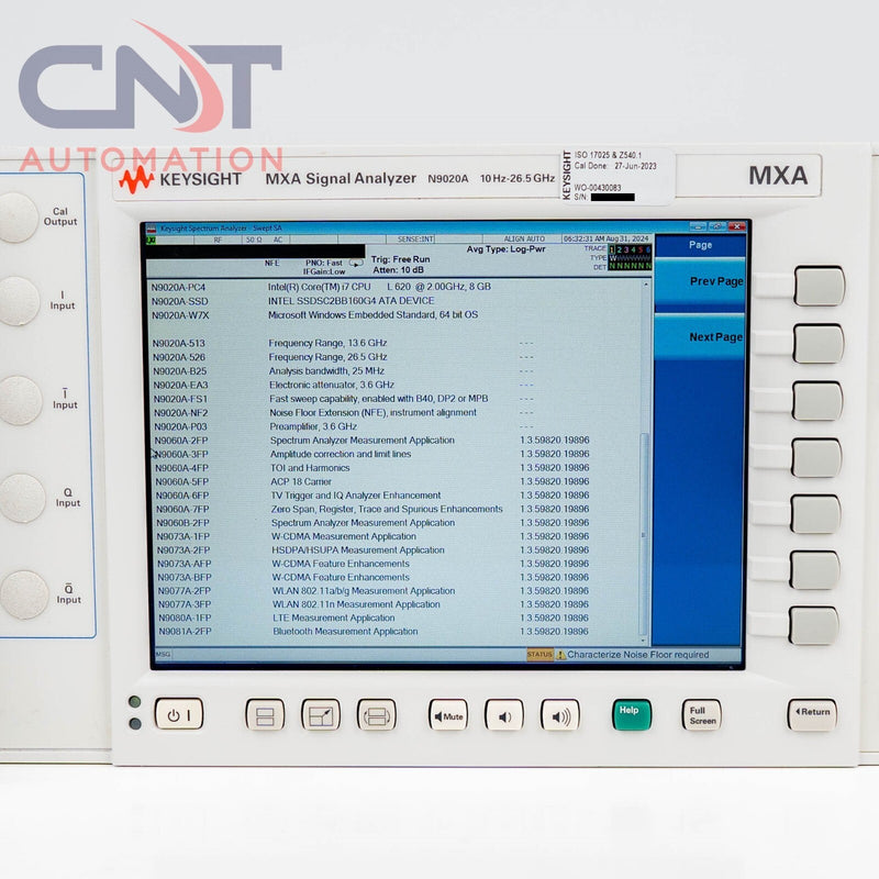 Keysight MXA N9020A-526 X Series Signal Analyzer 10Hz-26.5 GHz Loaded Options