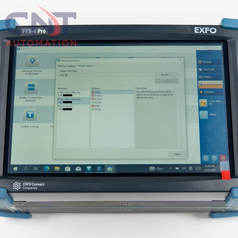 EXFO FTB-4 Pro FTBX-740C DWC FTBx-740C CW10 CWDM/DWDM Portable OTDR Tester
