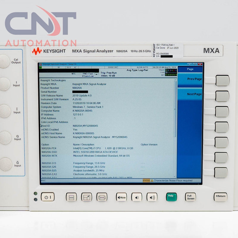 Keysight MXA N9020A-526 X Series Signal Analyzer 10Hz-26.5 GHz Loaded Options