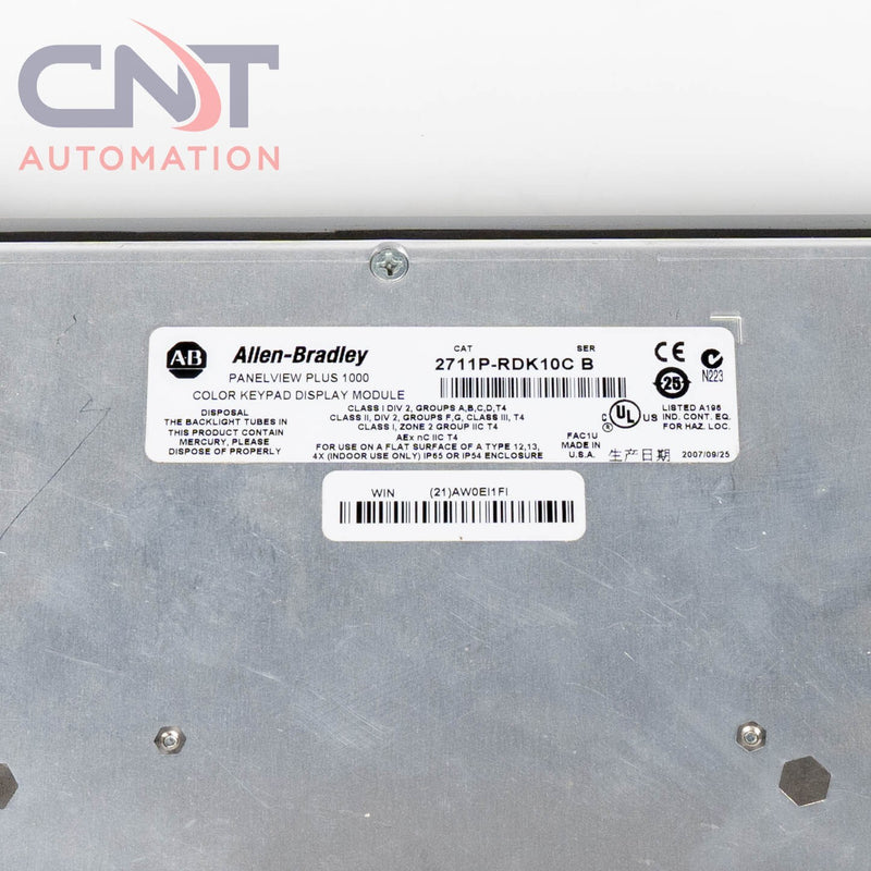 Allen Bradley PanelView Plus 1000 HMI 2711P-K10C6D1  2711P-RN6 DH+/DH485/RIO AB