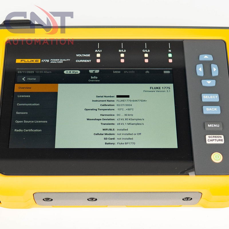 Fluke 1775 3-Phase Power Quality Analyzer W/ Current Probes & WiFi/BLE Adapter