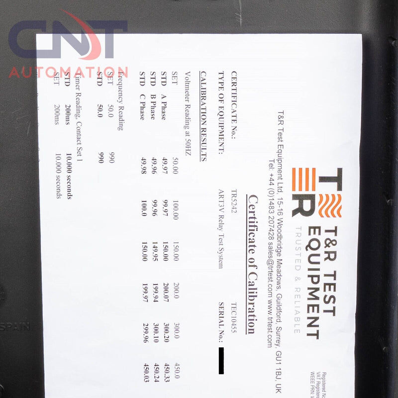 T&R Test Equipment ART3V 3 Phase Voltage And Frequency Relay Test System